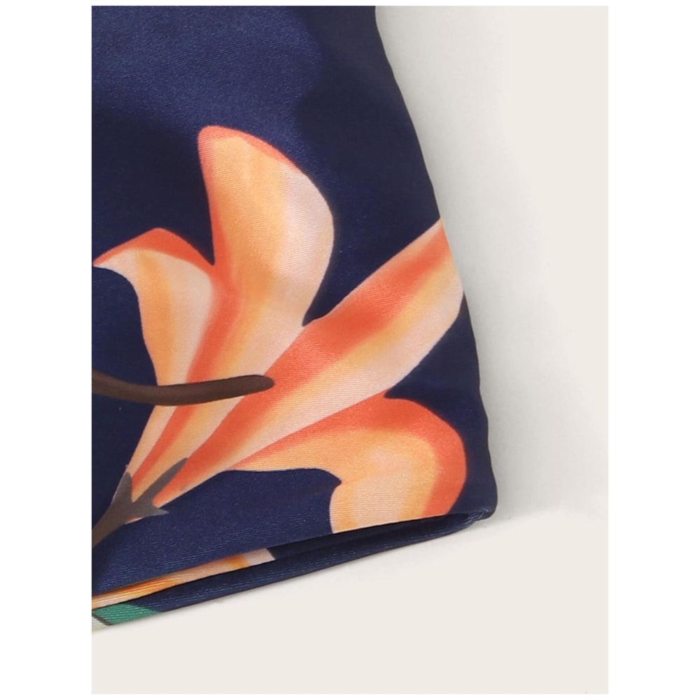 CLEARANCE Navy Floral 2Pc Bandeau Strapless Bikini Swimsuit - Picture 5 of 5